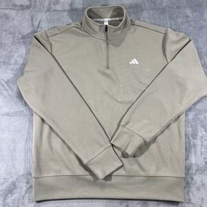Adidas Mens Ultimate 365 Quarter Zip Pullover Textured Fleece Beige/Olive Size M